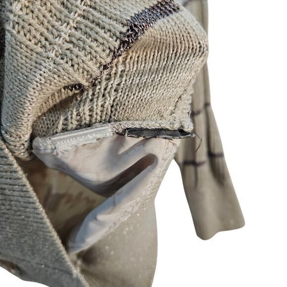 Simply Vera Cream Gray Silver Sweater Geometric Back Brown Medium Classic - Picture 8 of 8